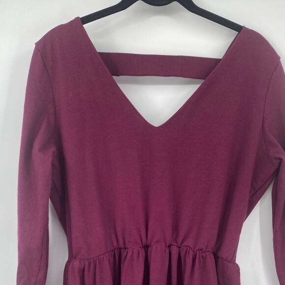 Tonlé Women's Plum Purple Stretch Midi Long Sleeve Dress Size Large - Picture 10 of 12